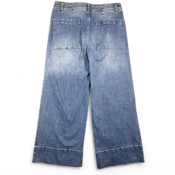 OAT New York Tailored Wide Leg Crop Blue Jeans 12 31 Minimalist Elevated Casual - Picture 6 of 9